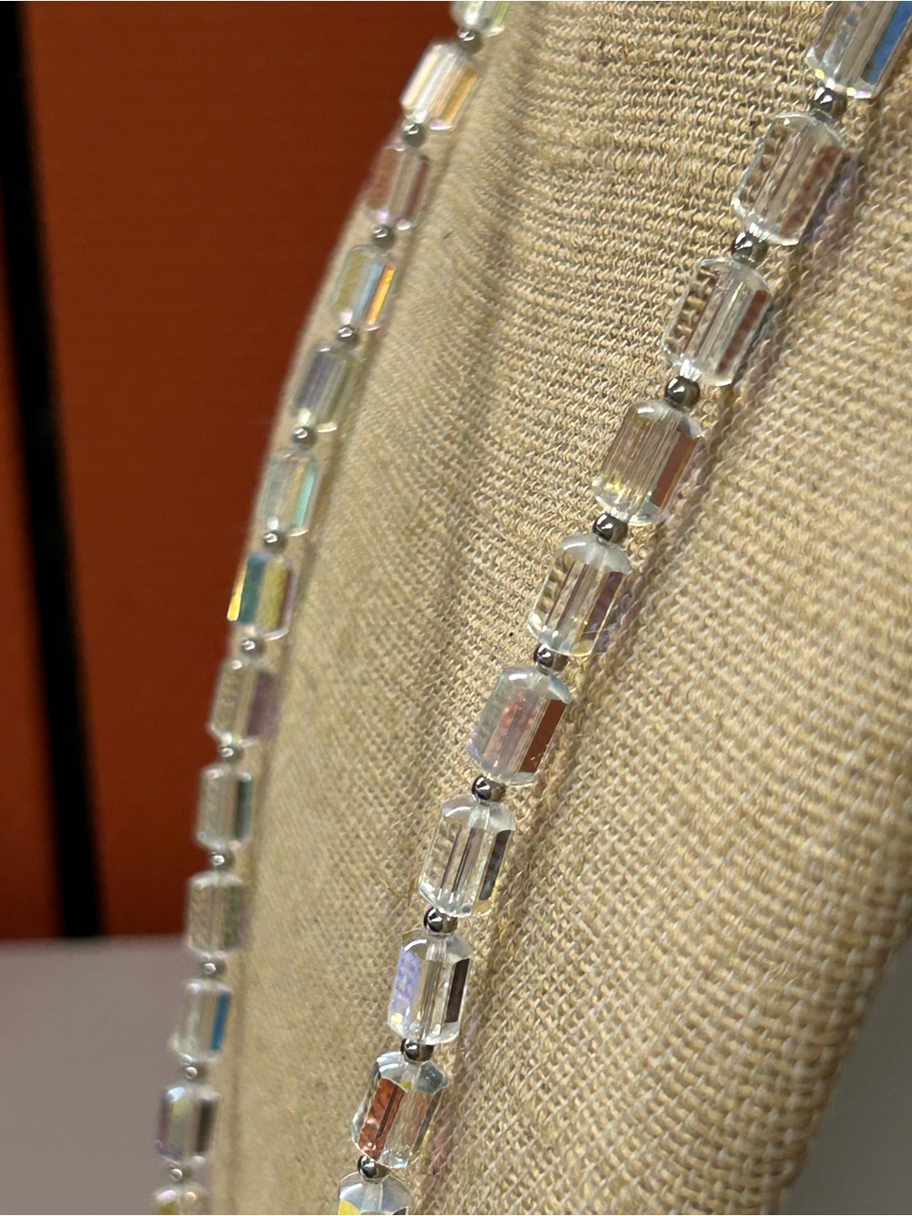 S.A.L Swarovski Vintage Glass Crystal Aurora Glass Bead layering Necklace. Swan. - Picture 6 of 9